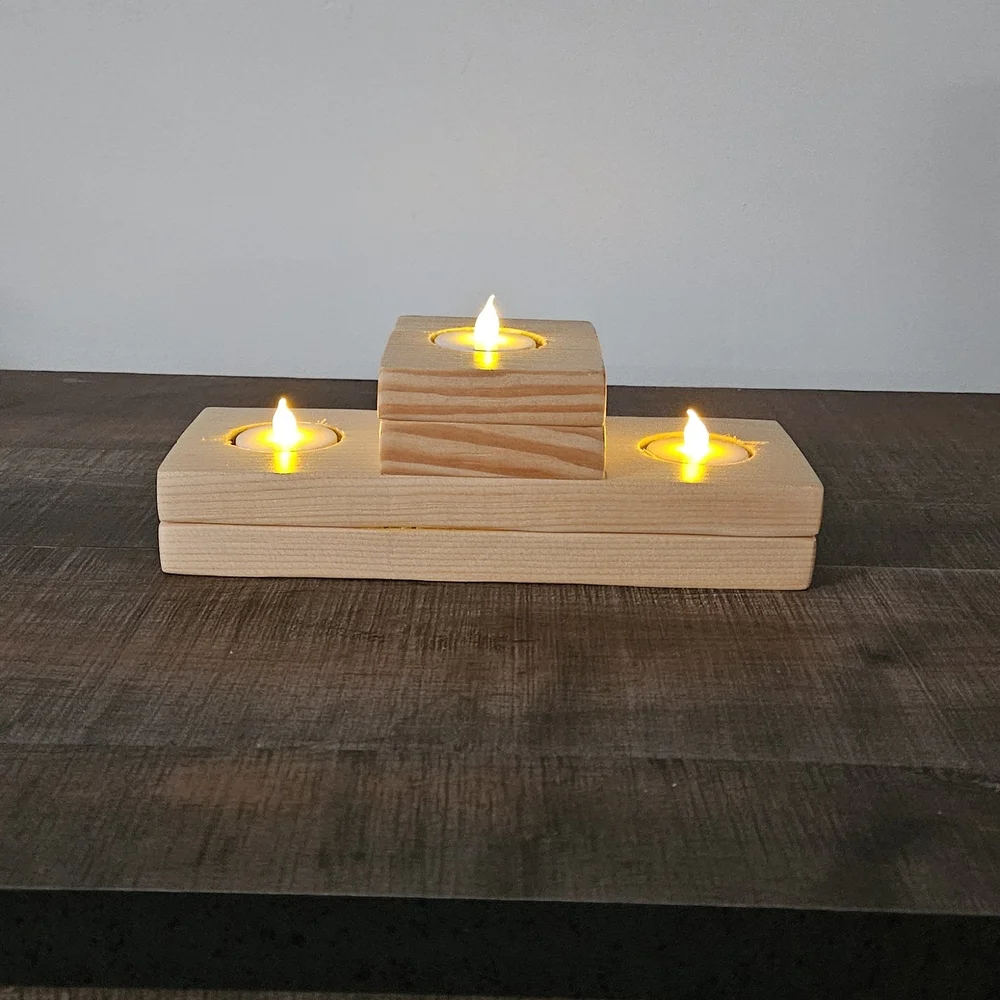 Simple Rustic Wooden Candle Holder - Picture 5 of 8